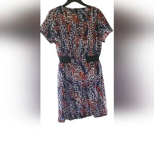 Metaphor Orange Black Tie Front Mini Dress